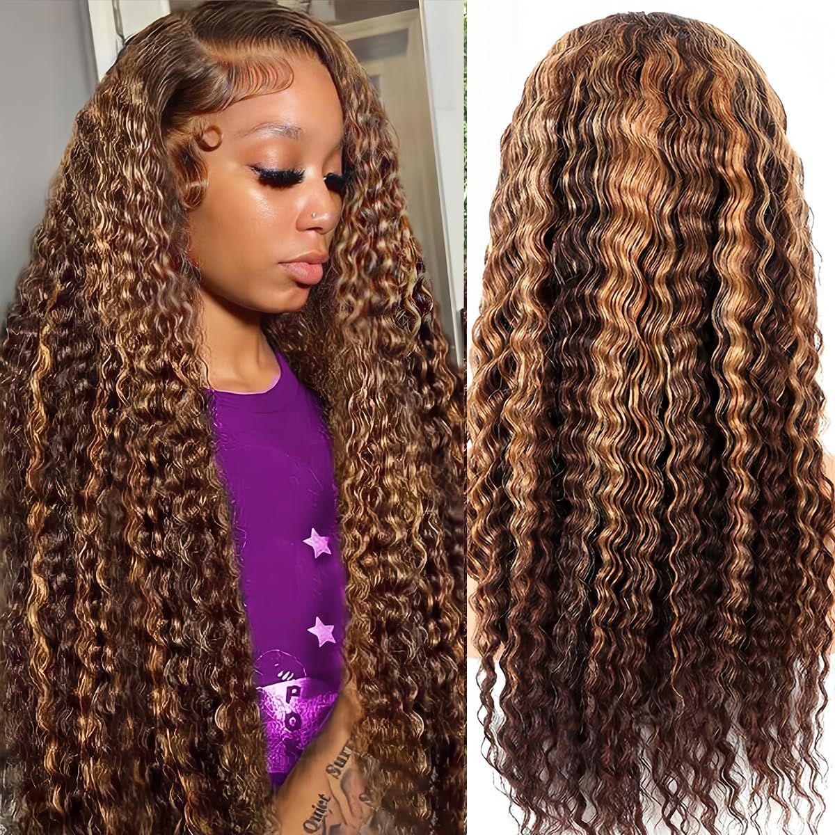 ACIWP deep-wave lace-front wig honey blonde 28in with voluminous texture