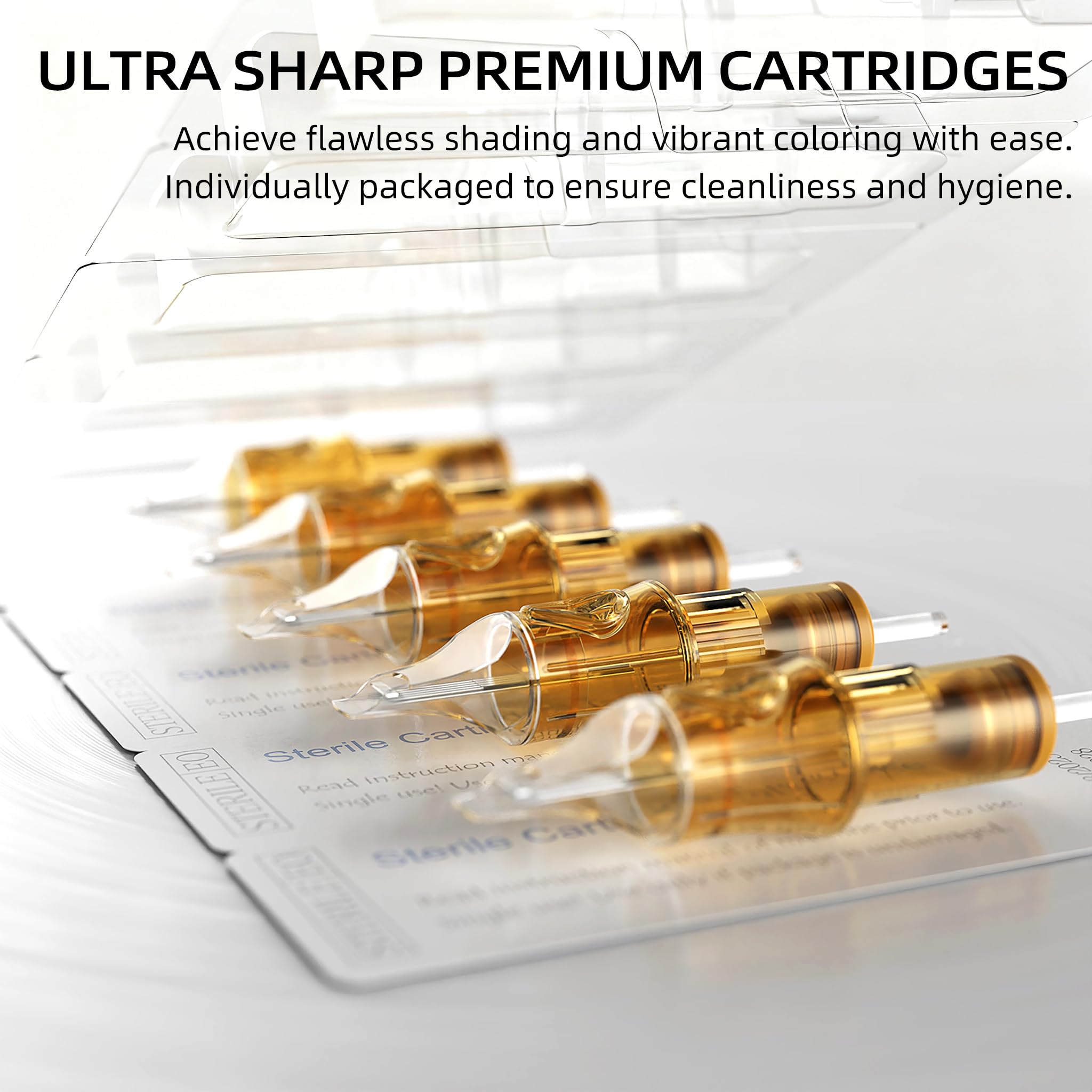 Ackbun ultra-sharp medical-grade needles glide smoothly for precise shading.