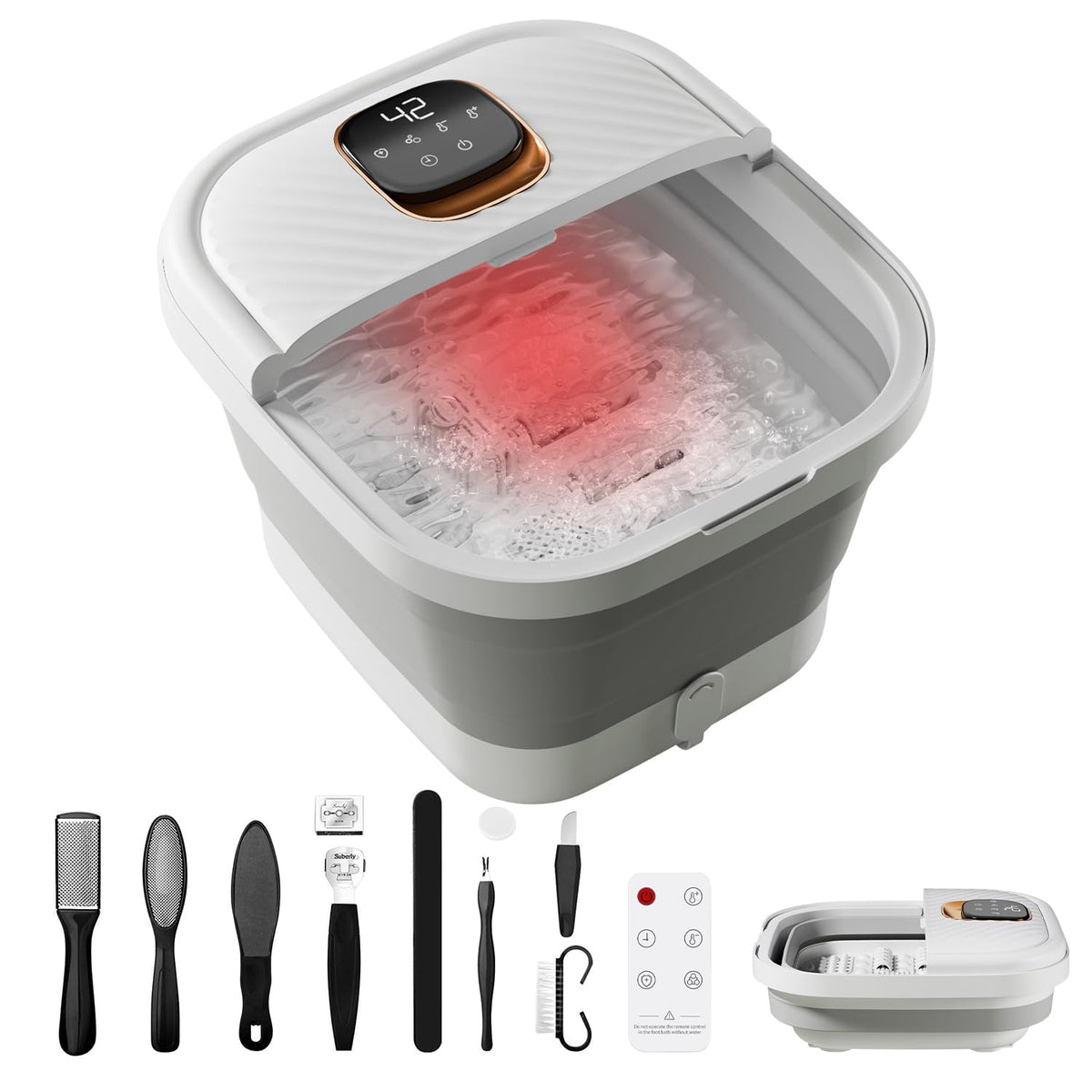 ACKLEAP collapsible foot spa folded for compact storage and on-the-go comfort.