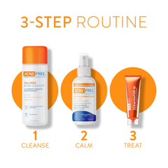 AcneFree hypochlorous spray on the body for soothing irritation after cleansing.