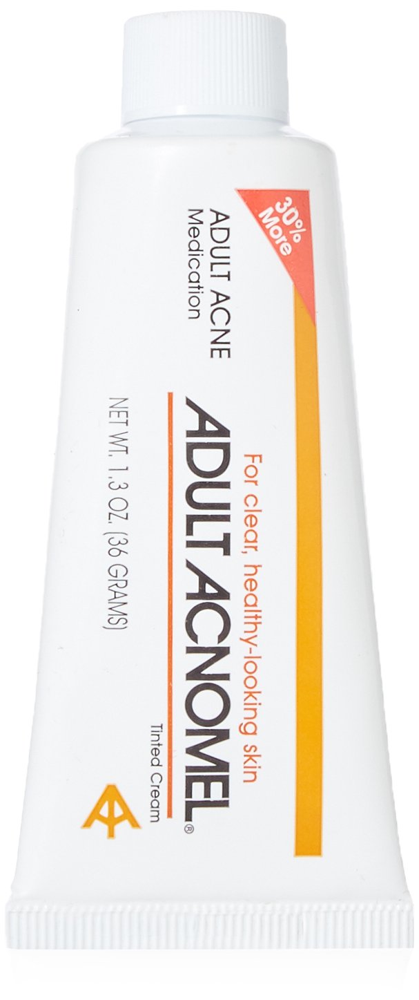 Acnomel adult acne cream tube close-up for targeted blemish care.