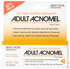 Acnomel tinted cream application swatch for even coverage on skin.