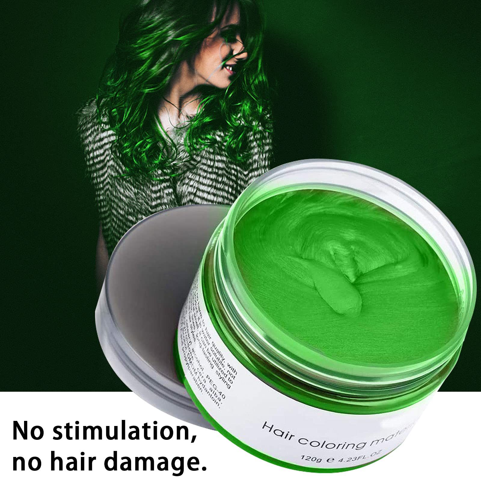 Acomler Green Hair Color Wax swatch showcasing mixable shades.
