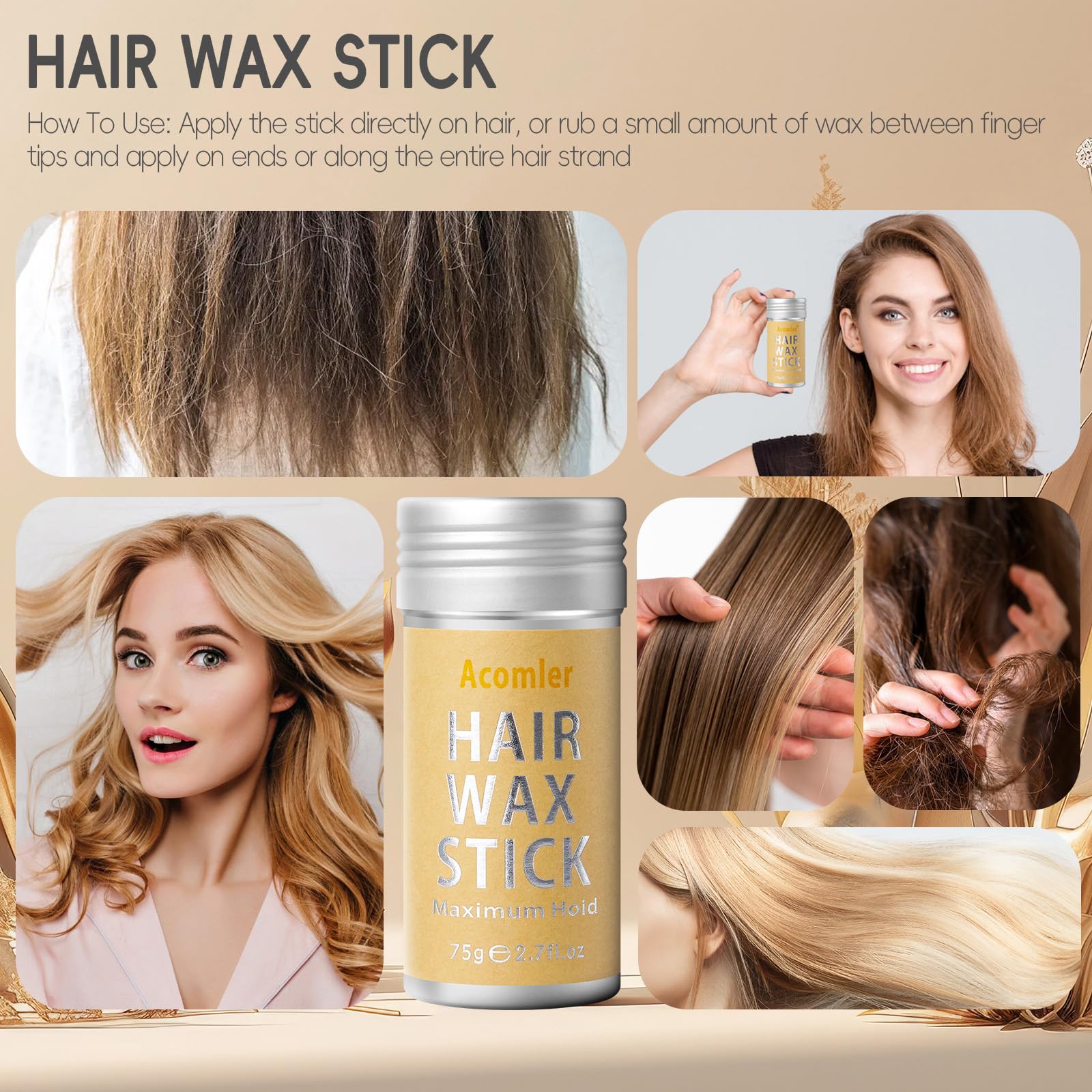 Acomler Hair Wax Stick Natural Ingredients nourish hair without irritation.