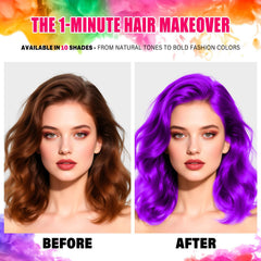Acomler purple hair spray on hair creating vivid temporary color