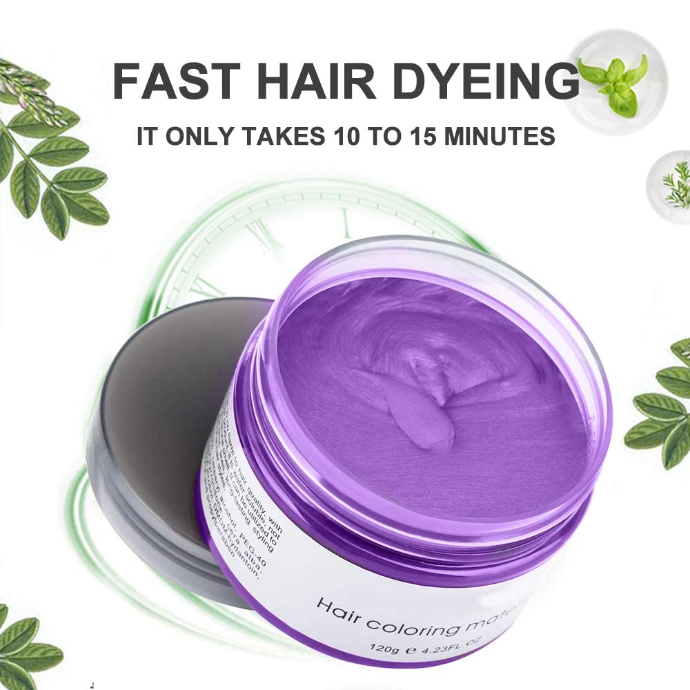 Acosexy purple hair wax with natural ingredients provides gentle color for daily styling