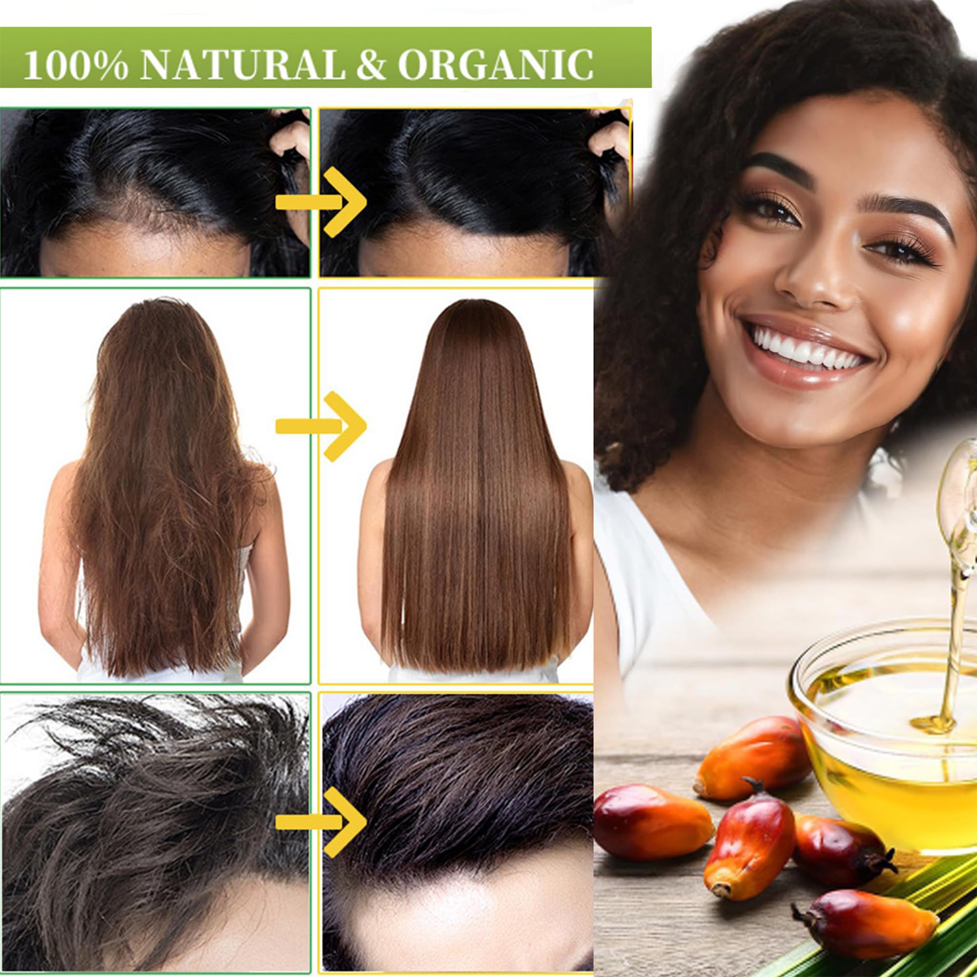 Acrobious Batana Oil on shiny, moisturized hair after treatment.