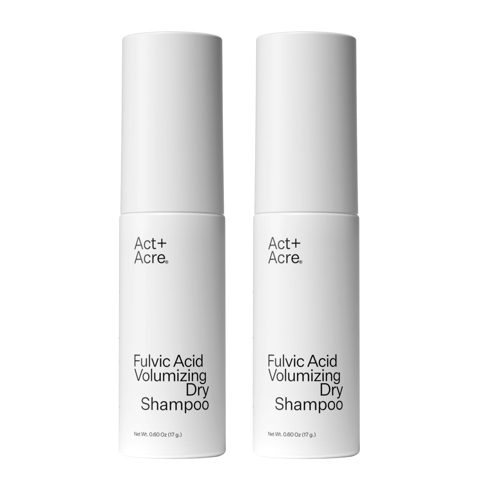 ACT+ ACRE dry shampoo bottle pour demonstrates quick oil control for refreshed roots.