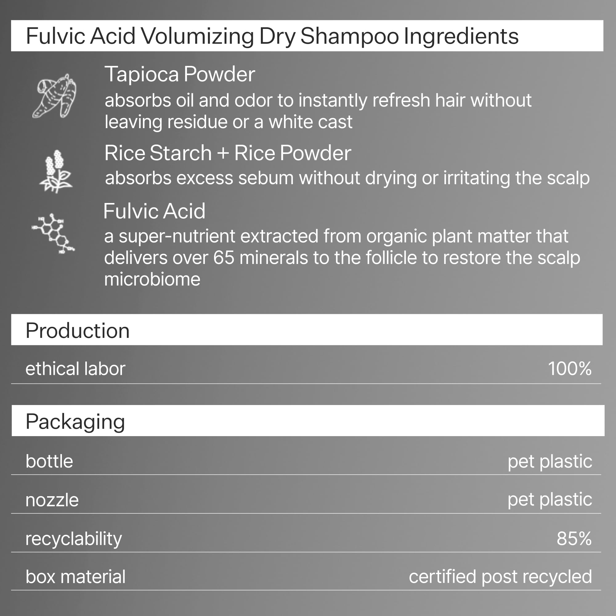 ACT+ACRE oily hair absorption action demonstrates rapid oil absorption and clean feel.
