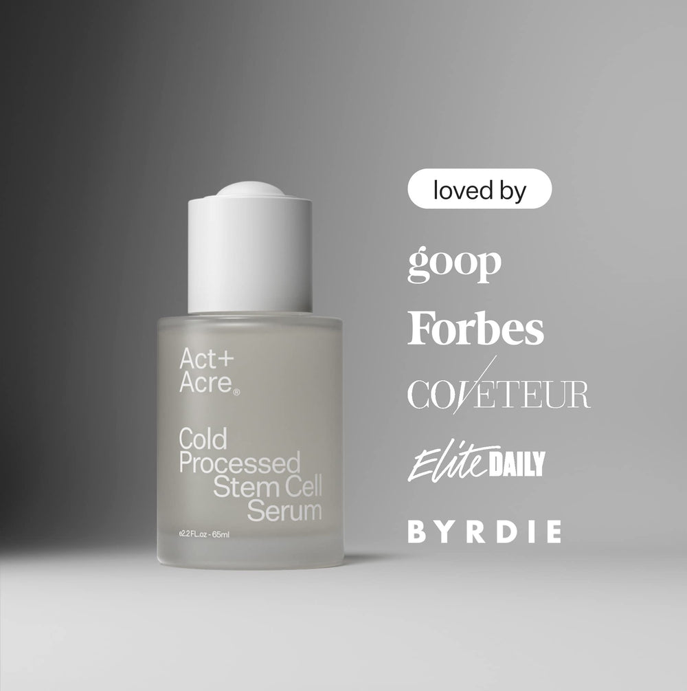 ACT+ACRE stem-cell serum packaging box communicates premium scalp care.