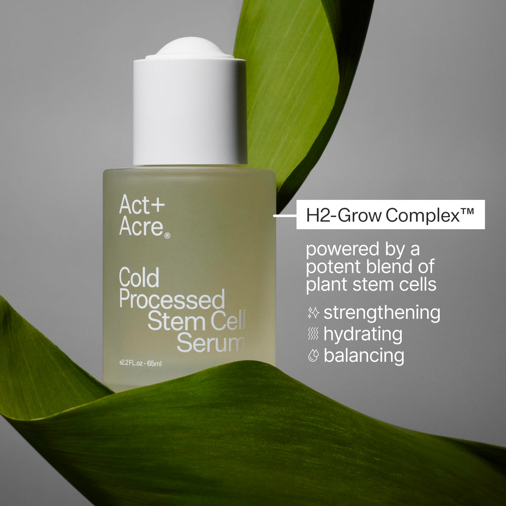 ACT+ACRE stem-cell serum ready for daily scalp care routine.