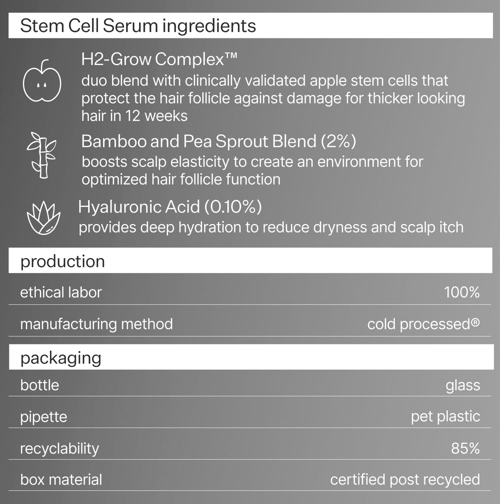 ACT+ACRE stem-cell serum creamy texture shown for hydrating scalp care.