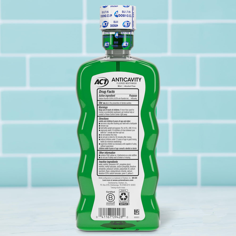 ACT built-in dosing cup close-up for accurate measuring and less mess