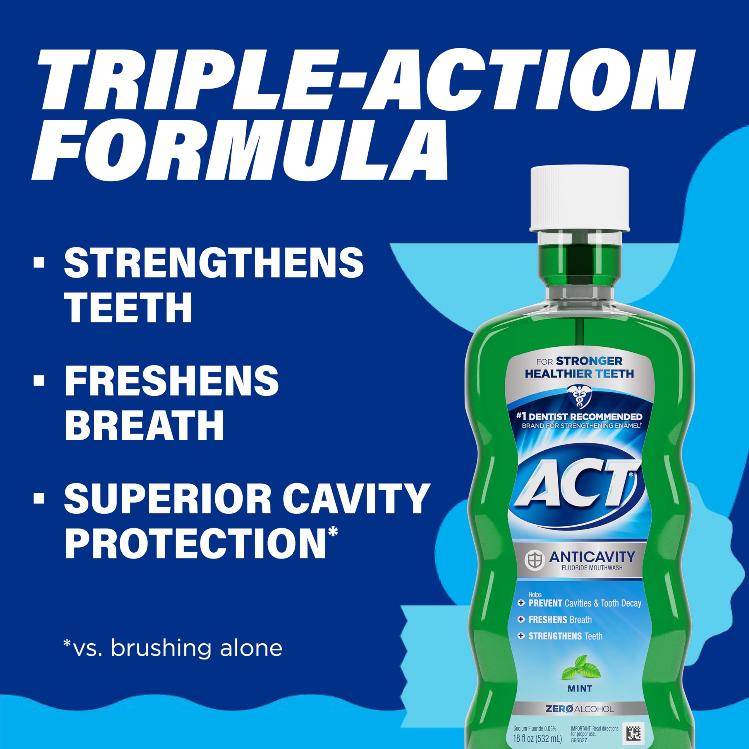 ACT mouthwash in bathroom routine demonstrating fresh breath benefit