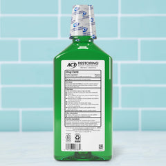 Close-up of ACT label highlighting fluoride benefits and alcohol-free