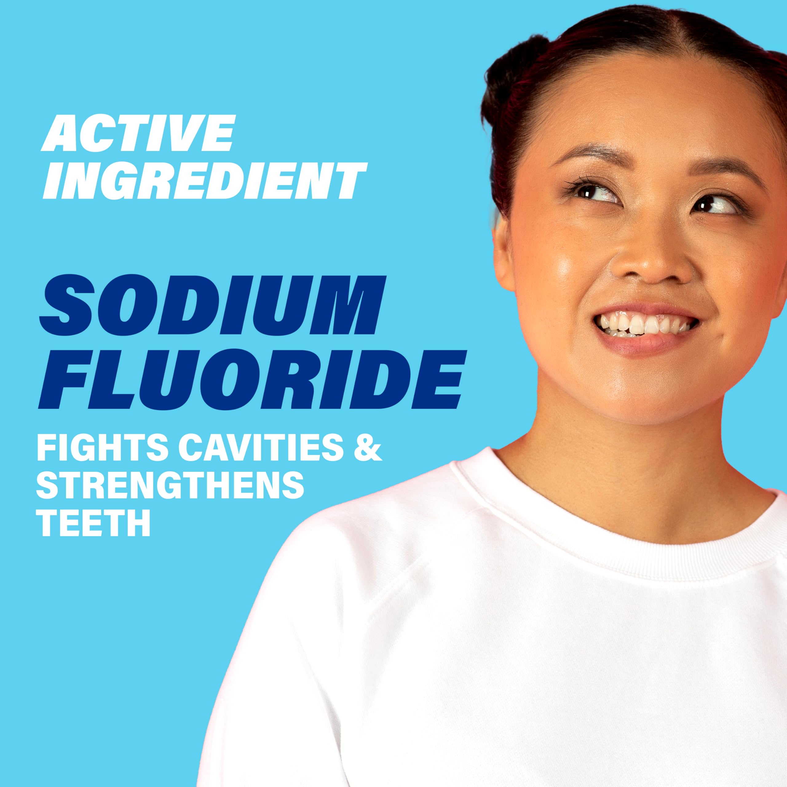 Act mouthwash poured in cup ready to use for stronger enamel