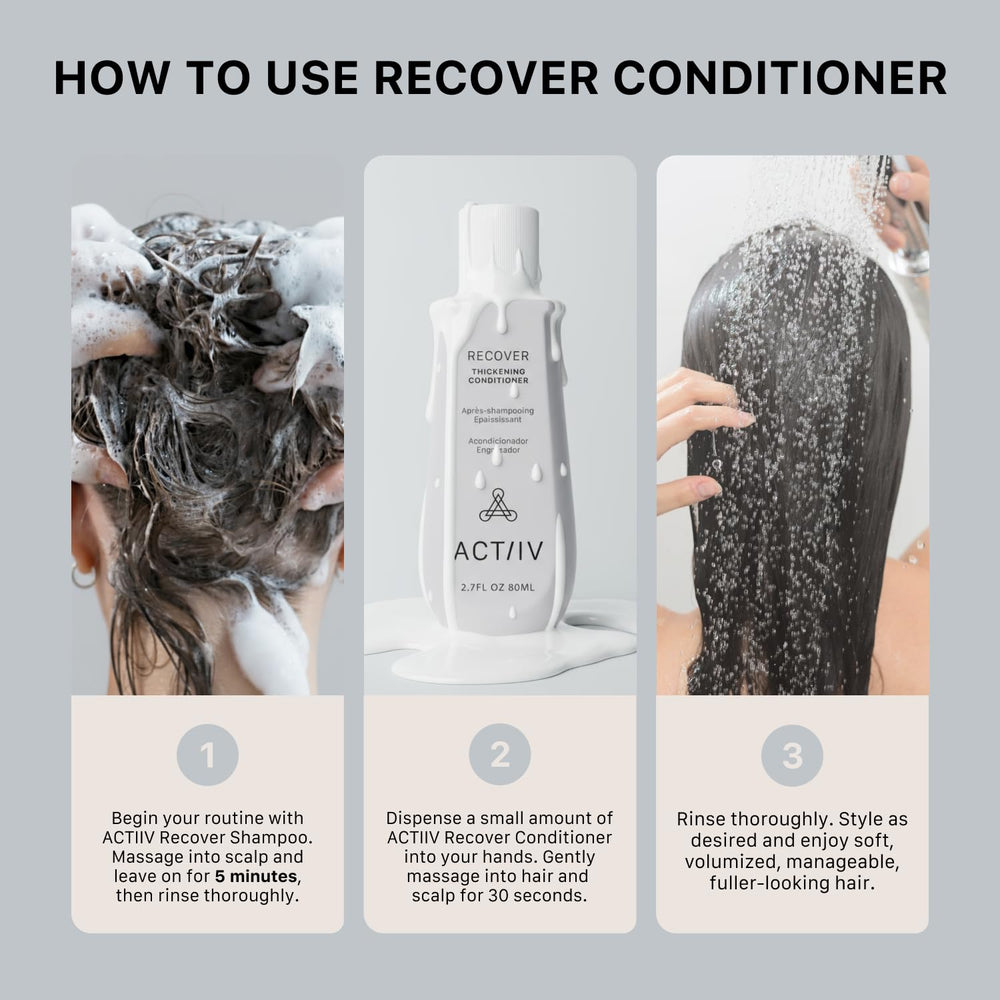 Close-up of ACTIIV Recover Thickening Conditioner texture for even application.