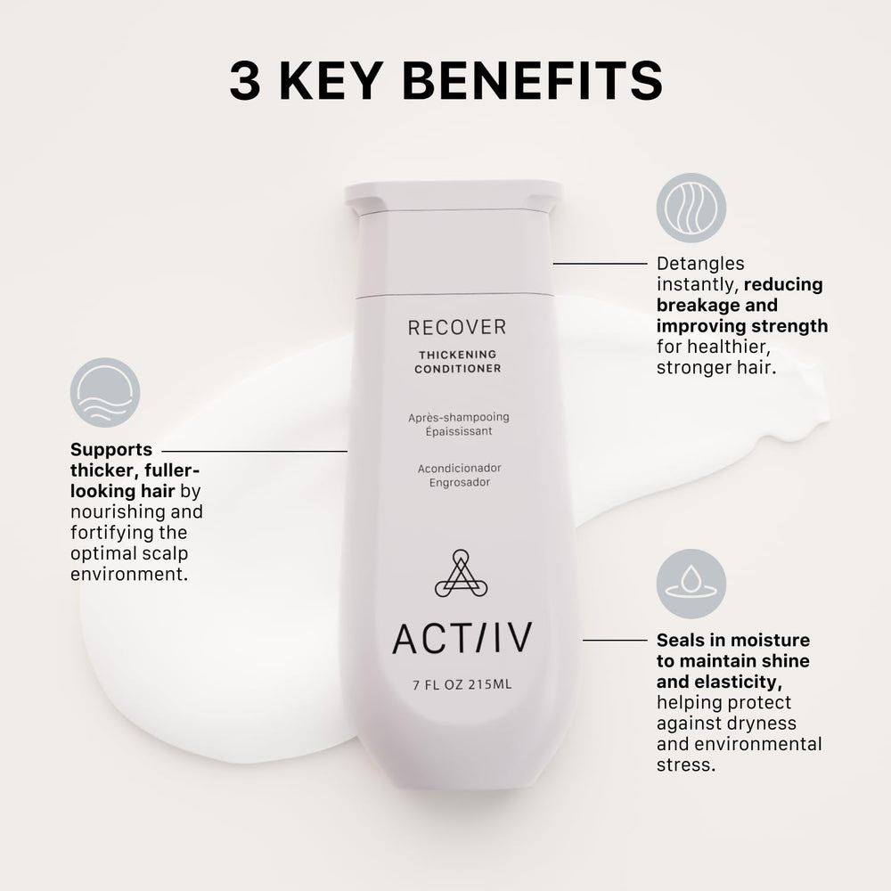 ACTIIV Recover conditioner packaging closeup emphasizes color-safe, plant-based formula