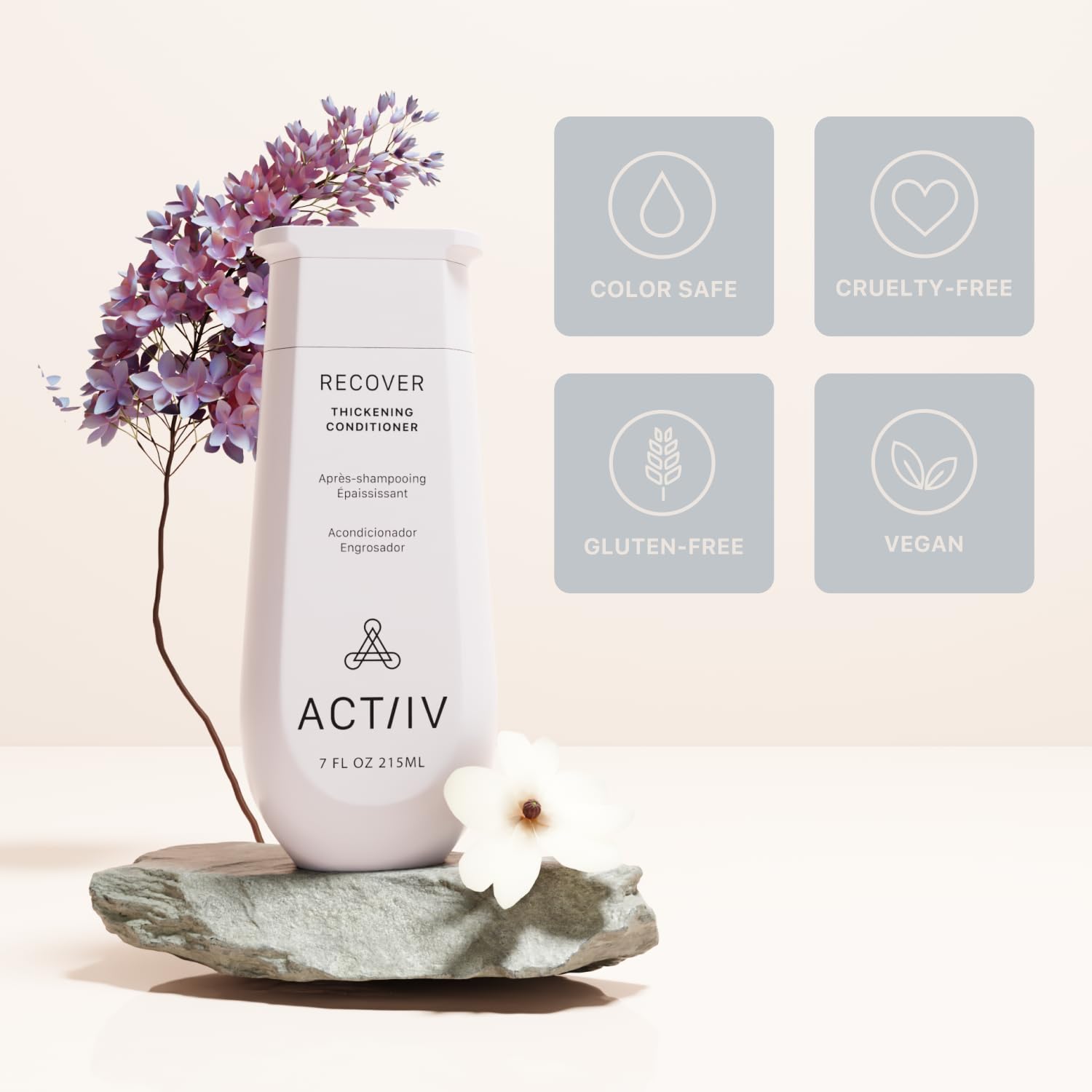 ACTIIV Recover conditioner in shower illustrates easy rinse and refreshing routine