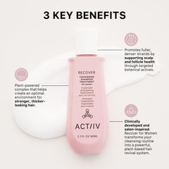 ACTIIV Recover shampoo lather indicates gentle cleansing and oil removal