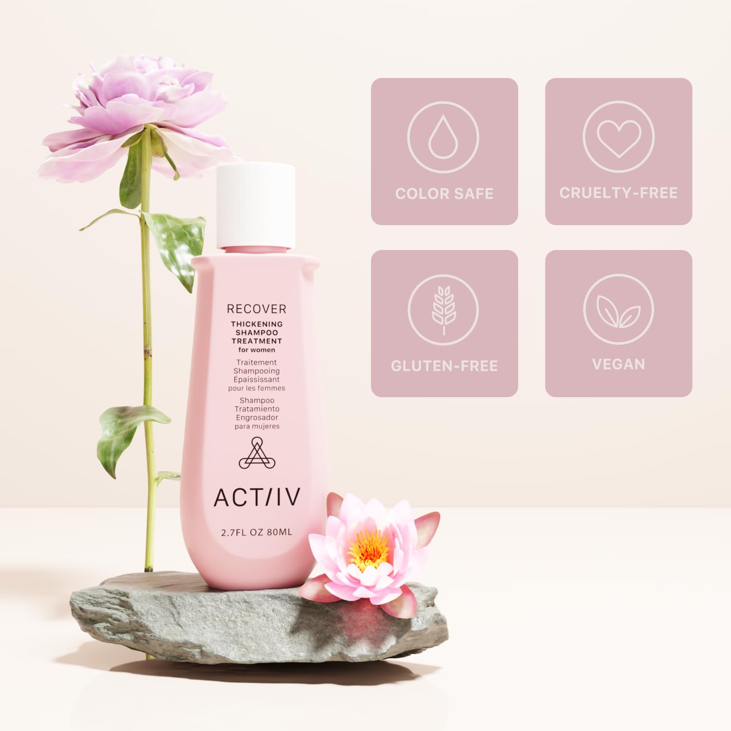 ACTIIV Recover scalp health image suggests refreshed scalp and healthy appearance