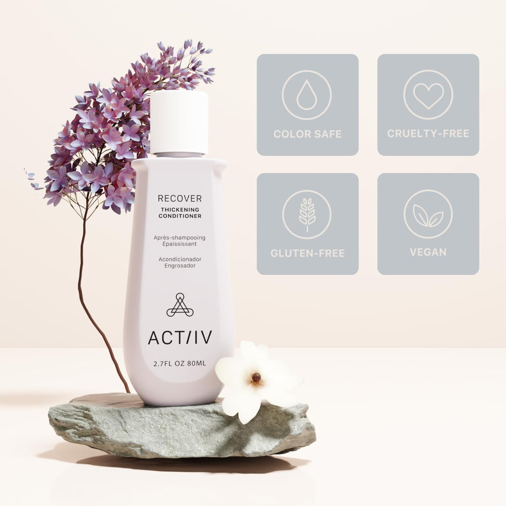Hair with ACTIIV Recover Thickening Conditioner applied for hydration and manageability.