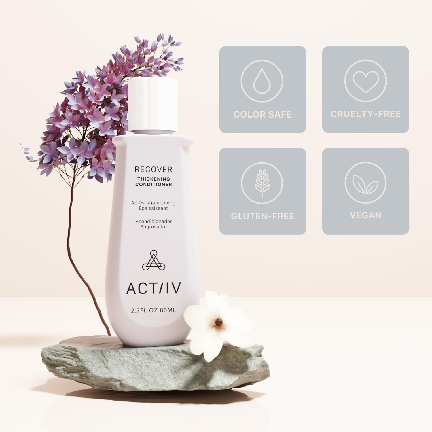 Hair with ACTIIV Recover Thickening Conditioner applied for hydration and manageability.