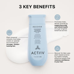 ACTIIV Recover Thickening Shampoo application close-up shows easy spread on scalp