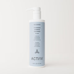 ACTIIV Recover Thickening Shampoo bottle pour shows clean lather for scalp refreshment.