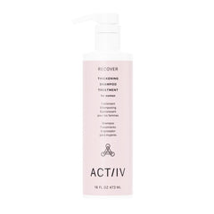 ACTIIV Recover Thickening Shampoo bottle closeup promotes fuller-looking hair.