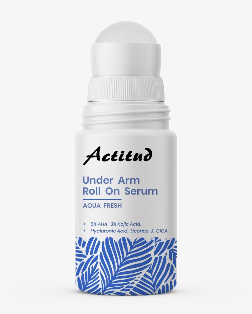 Actitud Underarm Roll On Serum packaging shown for easy daily use and brightening.