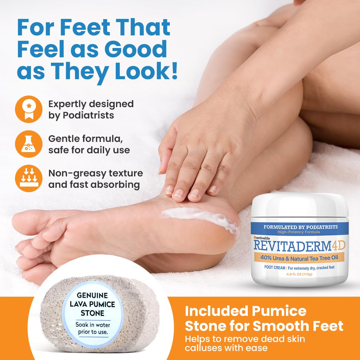 activelife pumice stone included for gentle callus exfoliation and smoothing.