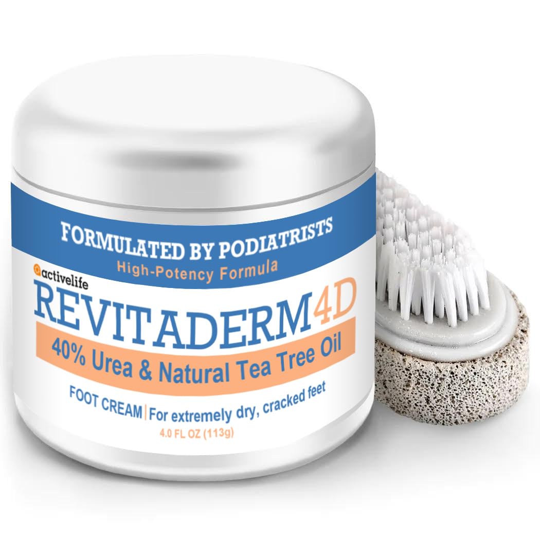 activelife Revitaderm 40% Urea Cream bottle provides intense moisture for dry feet.
