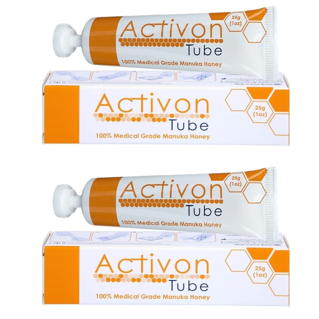 ActivOn manuka honey gel tube pack front—compact wound care with squeezer.