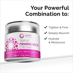 ACTIVSCIENCE neck cream swatch on skin shows hydration and firming.