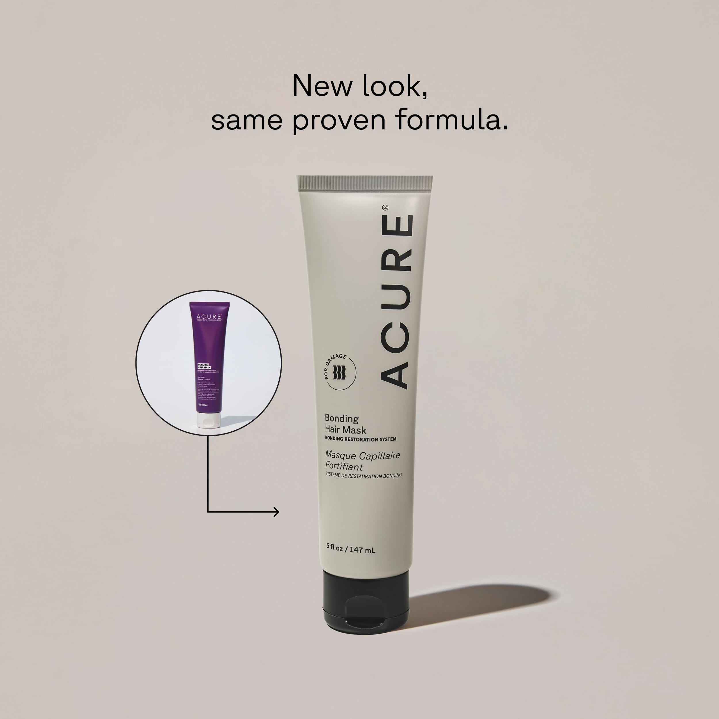 Acure Bonding Hair Mask being applied to hair for nourishing, salon-like renewal at home.
