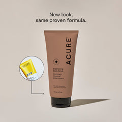Acure Brightening Body Scrub clay texture highlighting mineral-rich refining action.