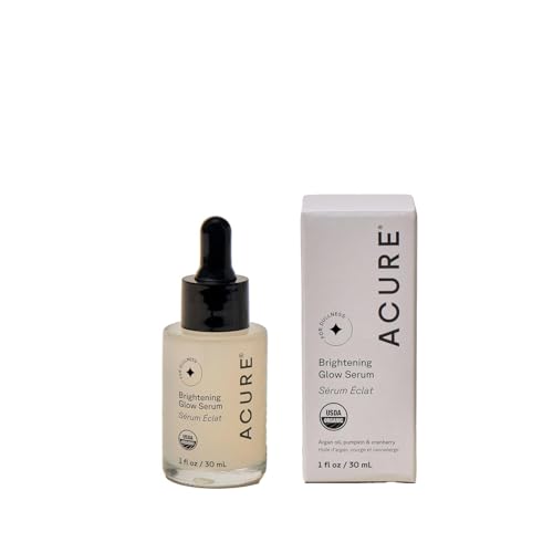Acure Brightening Glow Serum bottle with argan oil glow for radiant skin.