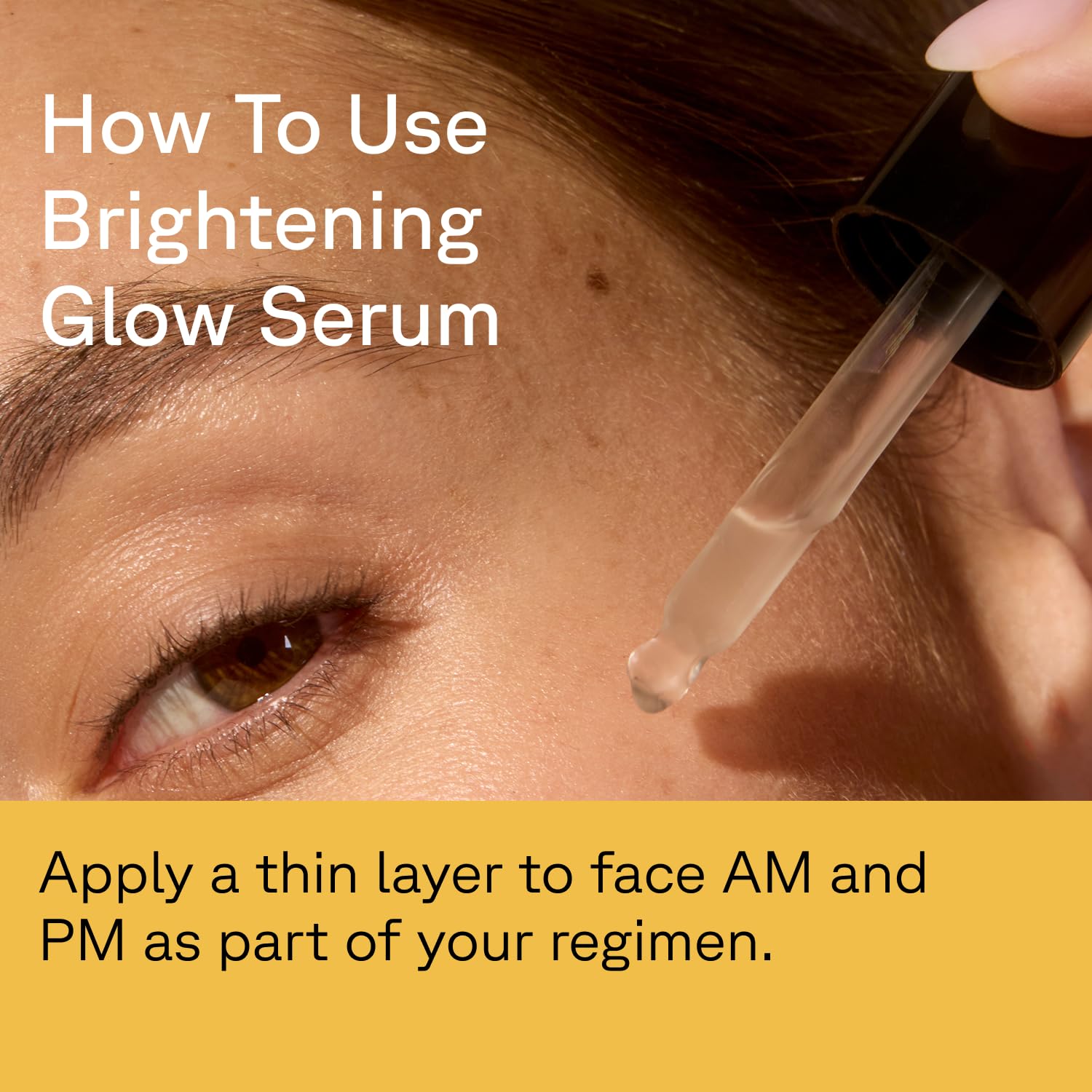 Acure Brightening Glow Serum swatch on skin demonstrating quick absorption and glow.