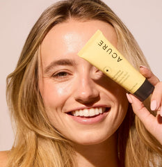 Acure Brightening Night Cream texture swatch demonstrates smooth, non-greasy application.
