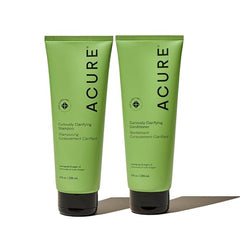 Acure Curiously Clarifying Shampoo bottle for daily detox of oily hair.