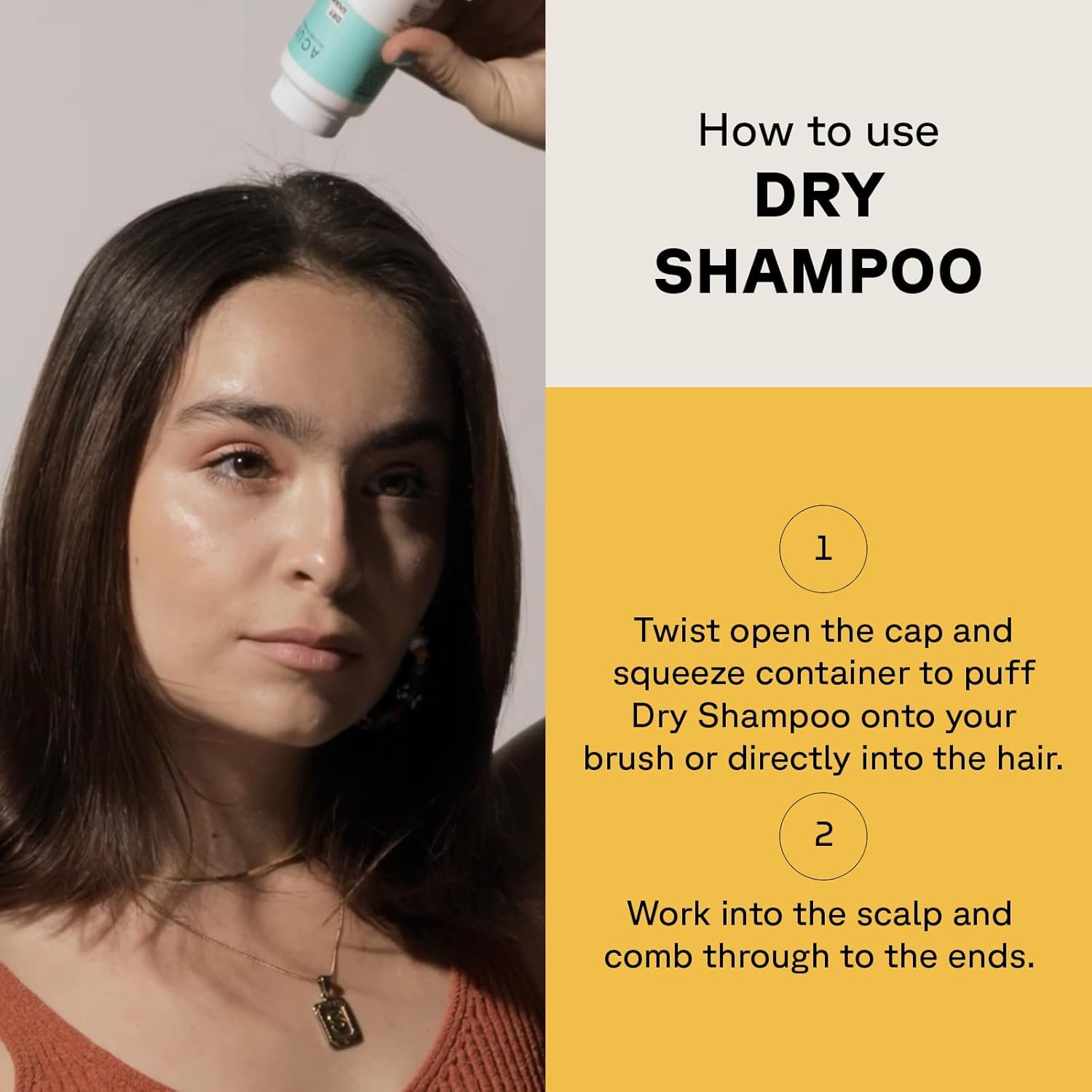 Acure Dry Shampoo compact jar demonstrates quick post-gym refresh and scalp revitalization