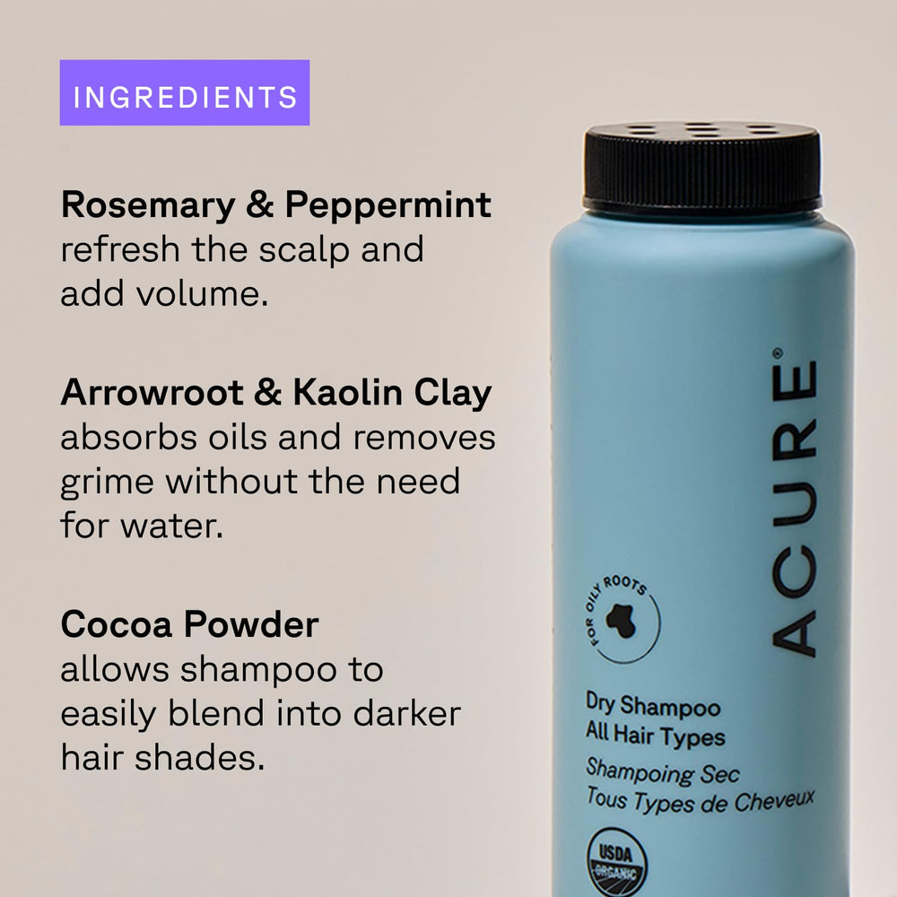 Acure dry shampoo textured volumized hair after use.