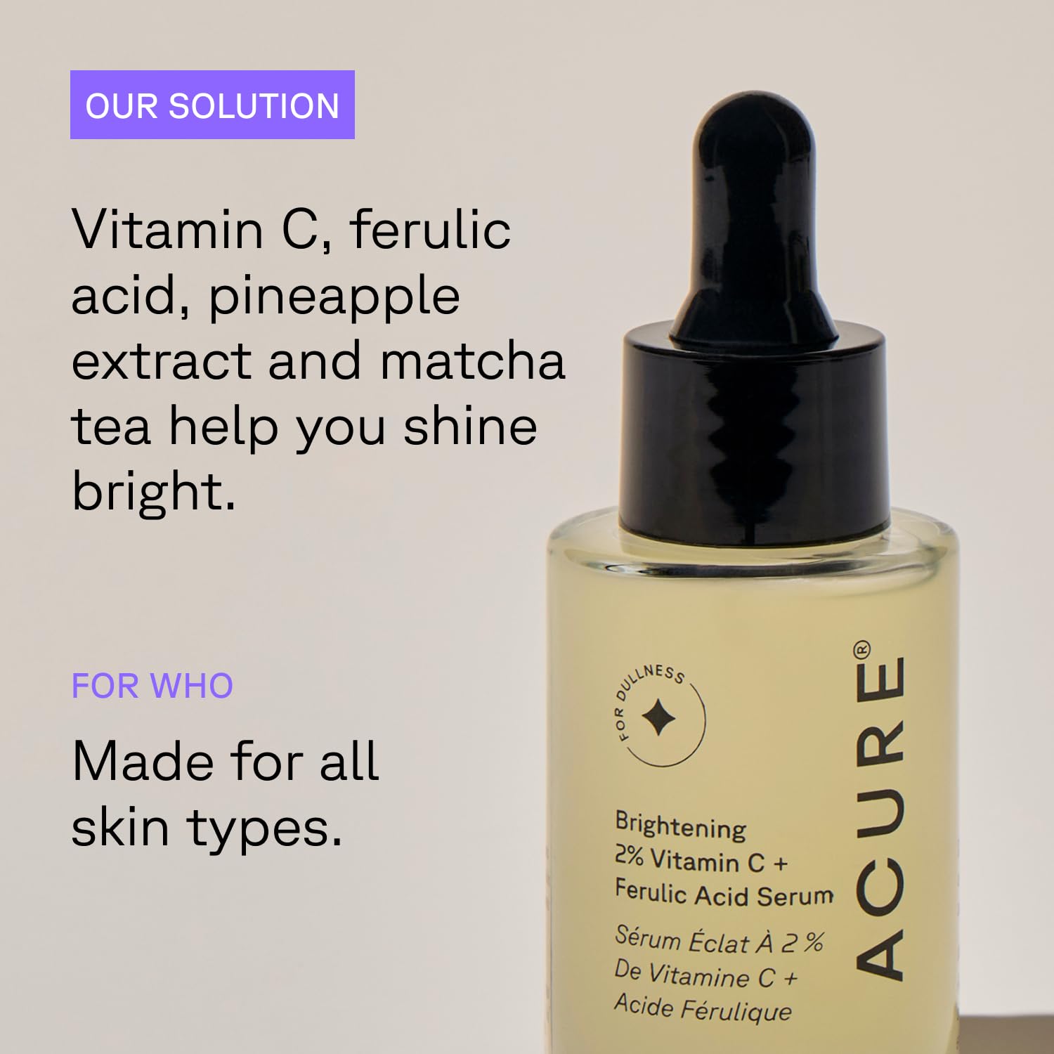Acure packaging 1 fl oz emphasizes a compact, travel-friendly bottle