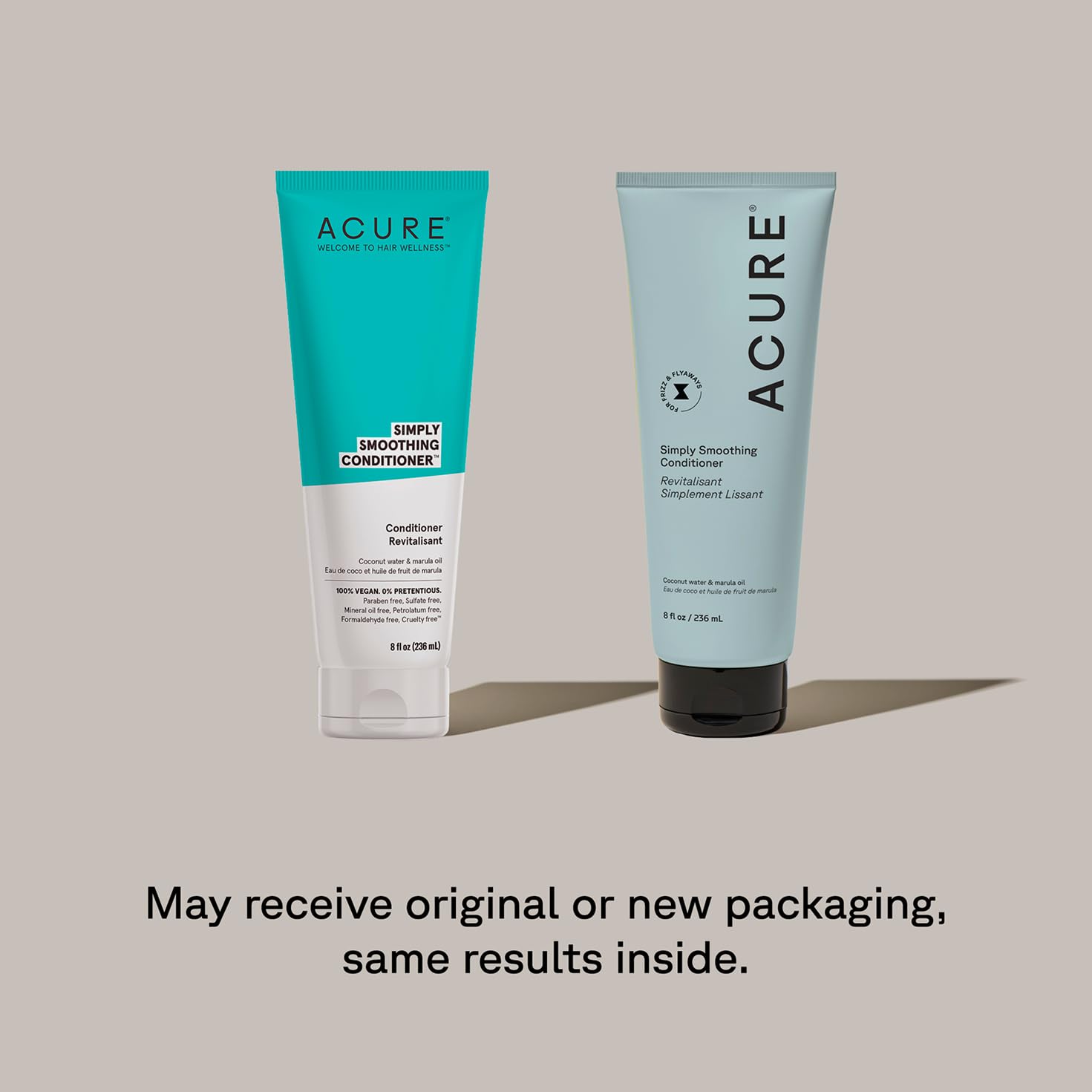 Acure Simply Smoothing Set packaging highlights vegan, sulfate-free care for all hair types.