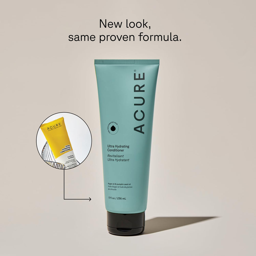 Acure Ultra Hydrating Conditioner bottle delivering softness and detangling.