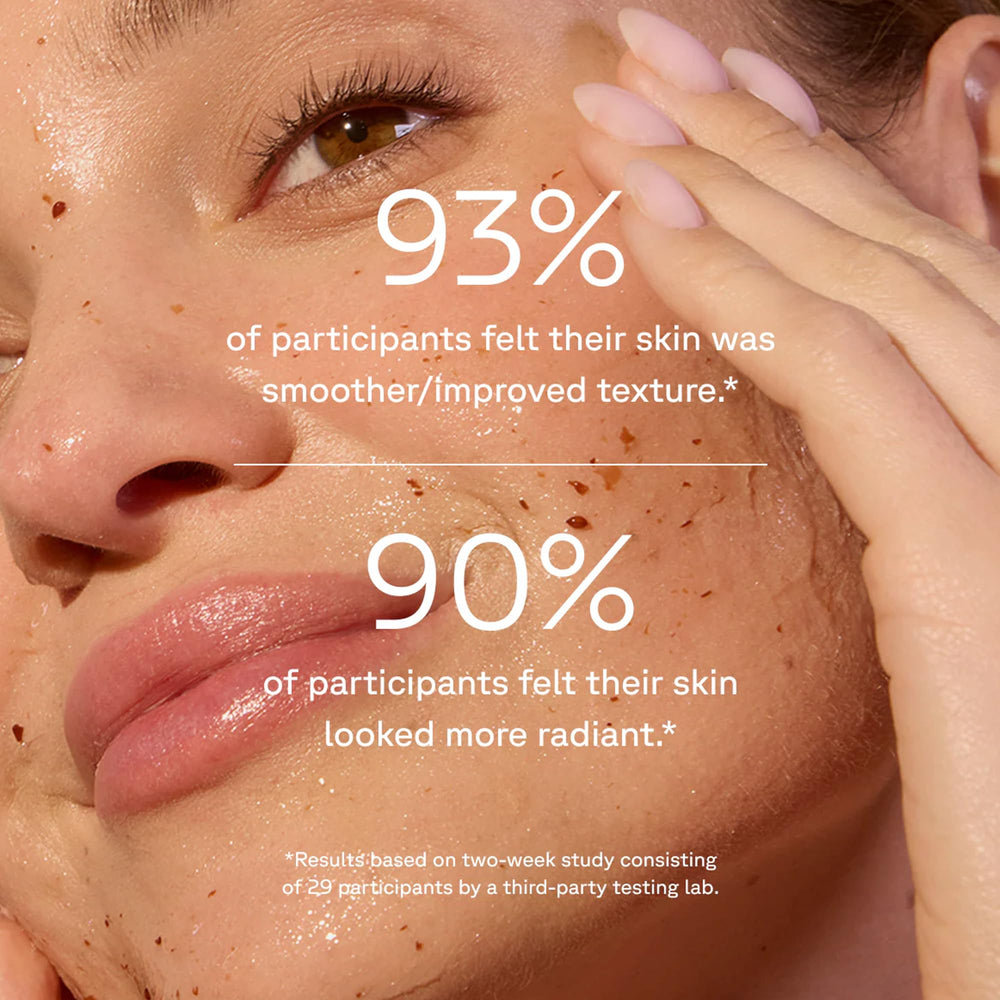 Acure Zombie Cell Clarifying Mask texture highlights exfoliation for smoother skin.