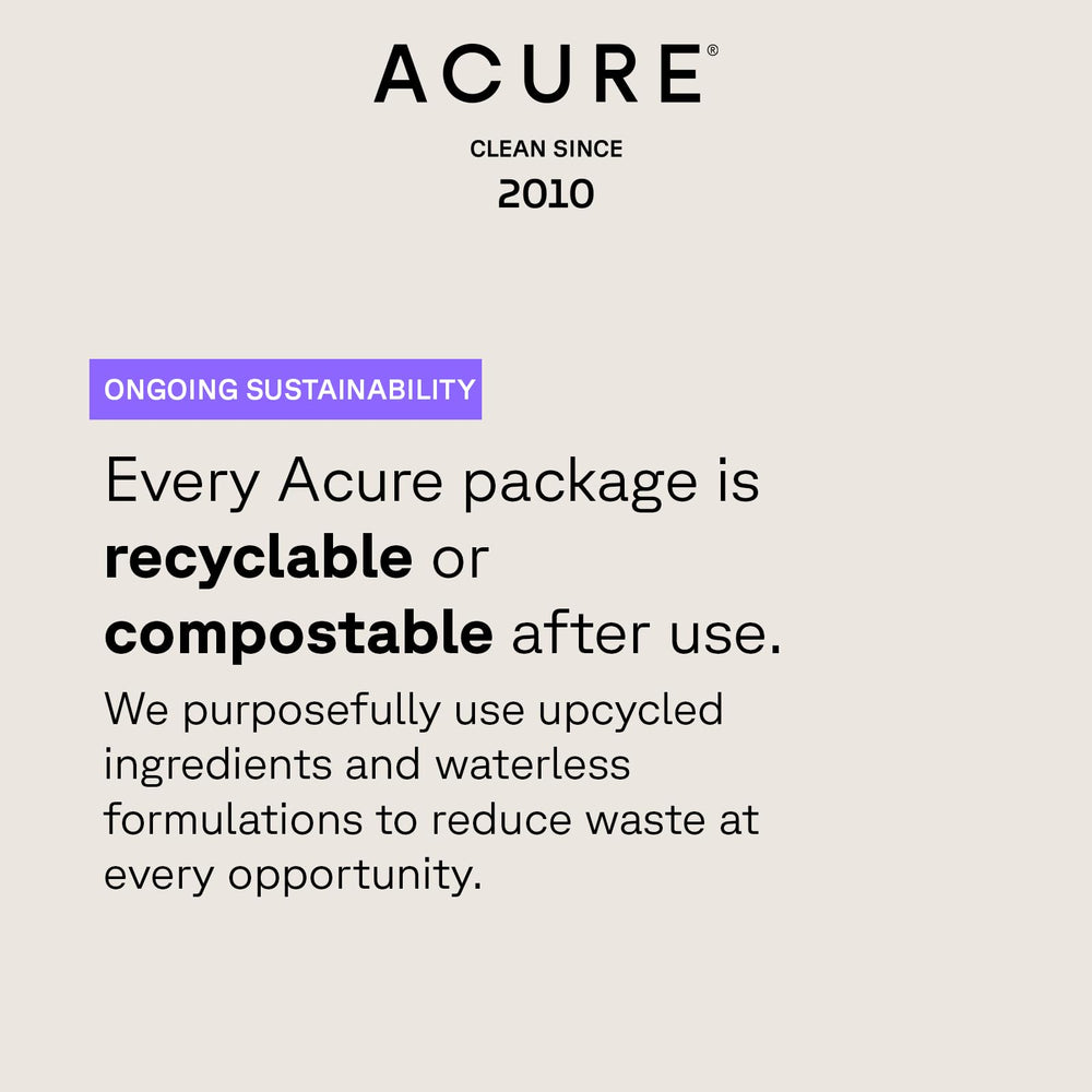 Acure weekly-use scene demonstrates 10-15 minute treatment for spa-like routine.