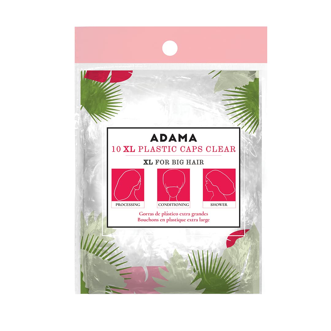 ADAMA disposable shower cap XXL clear snug-fit with elastic keeps long hair contained during treatments.