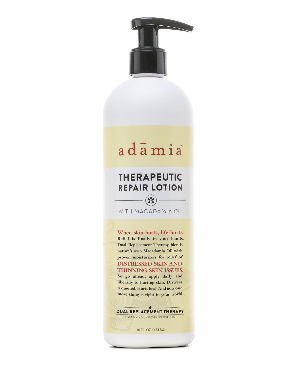 Adamia Therapeutic Repair Lotion bottle showcasing its luxurious design.